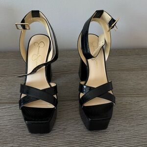 Jessica Simpson Black Platform Heels with Cross-Strap Design. Brand new! 🖤